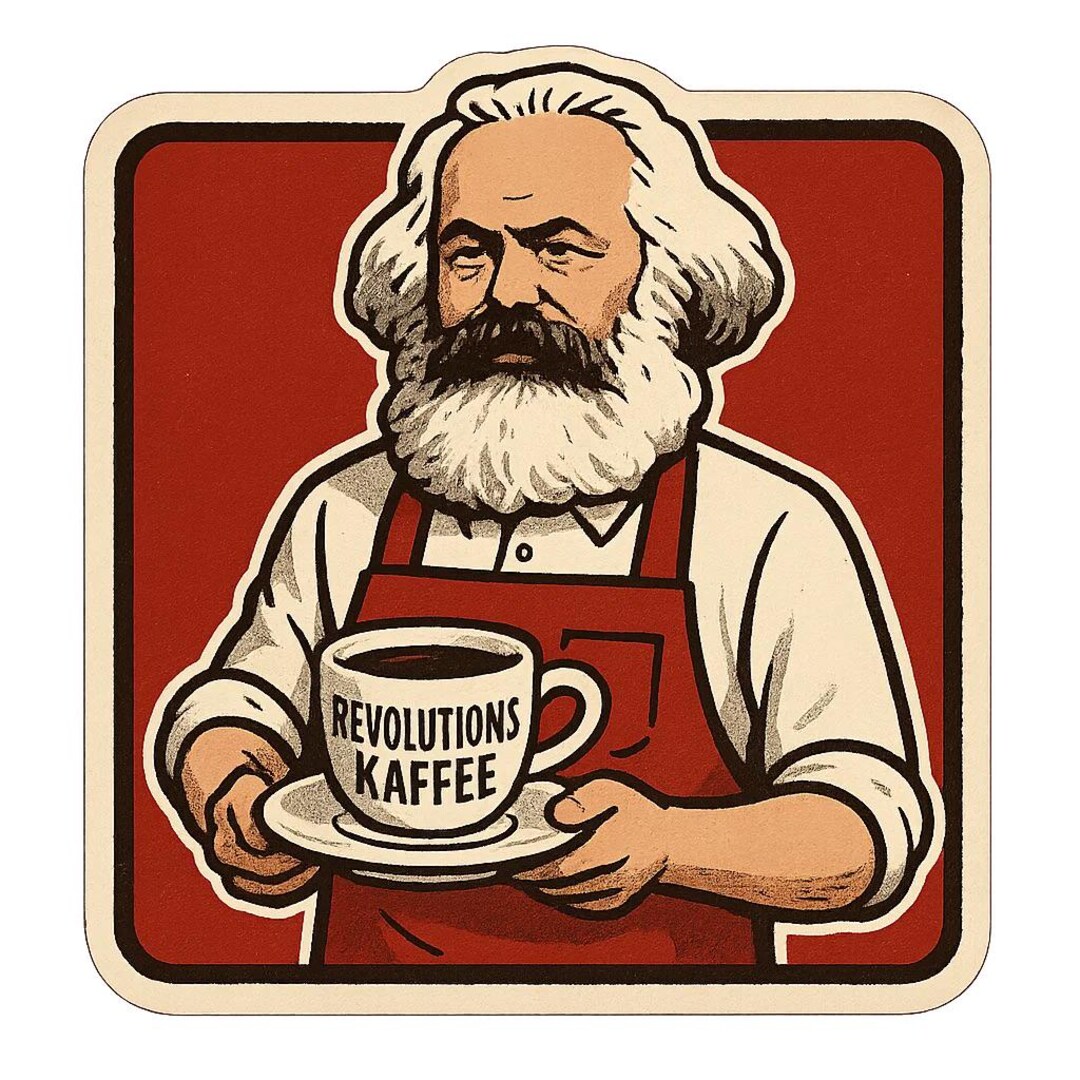 Karl Marx Sticker as a Barista With a Coffee Cup and a Revolutionary ...