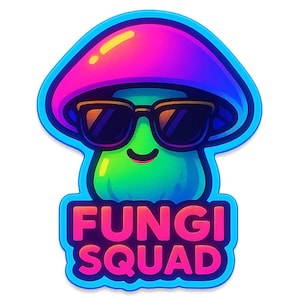 Adesivi vegani ai funghi | Adesivo divertente con funghi | Adesivi umoristici vegani | Regalo per nerd dei funghi | Squadra di funghi kawaii