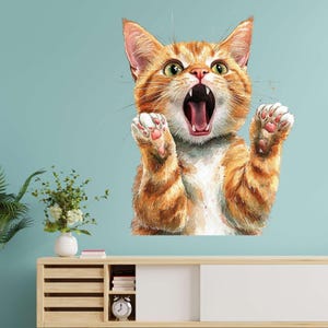 Crazy Surprise Cat Sticker – Funny Cat as Wall Decal & Car Sticker