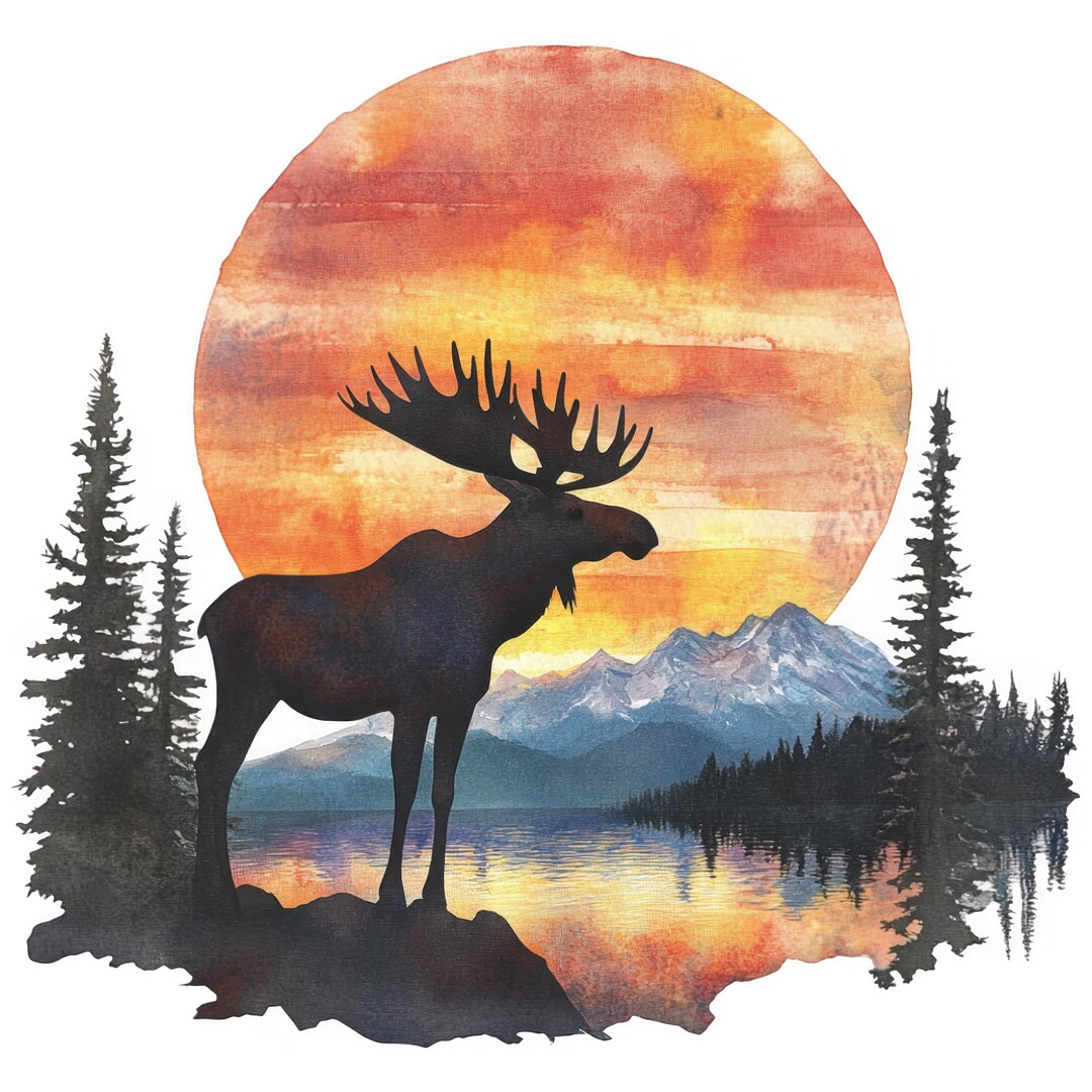 Moose Sticker Set Multipack Watercolor Car Stickers 9 X 9 Cm Woodland ...