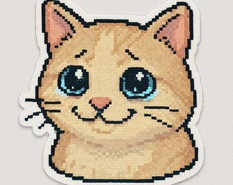 Sticker met een droevige kat-meme – Grappige sticker met een internetkat voor laptop, telefoon, auto of notitieboekje – Sticker met een droevige kat-meme