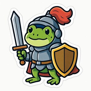 Frog as a Knight Sticker – Funny Car Sticker – Weatherproof, Heroic – Gift for Fantasy Fans, Children and Animal Lovers