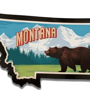 Pegatina de Montana, pegatina del estado de EE. UU., recuerdo de viaje de Montana, pegatina para coche con mapa de EE. UU.