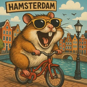 Pegatina divertida de hámster "Hamsterdam": cómic de animales de dibujos animados para coche, portátil, pared, habitación infantil y decoración.
