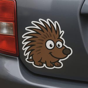 Funny Porcupine Cartoon Sticker Animal Decal for Laptop Car Motorhome Gift for Animal Lovers, Kids and Comic Fans