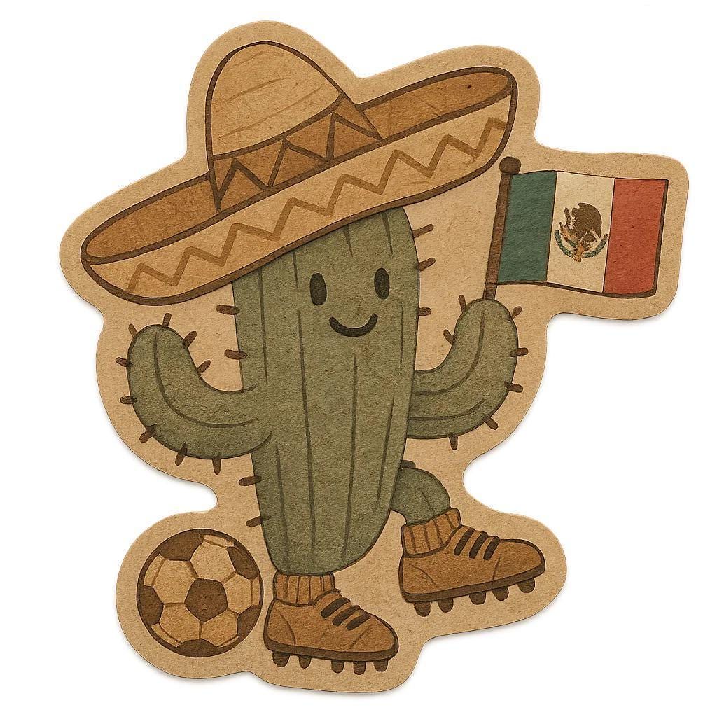 Cactus with Mexican flag, sombrero & football boots – World Cup 2026 sticker – Funny car sticker – weatherproof – World Cup fan gift