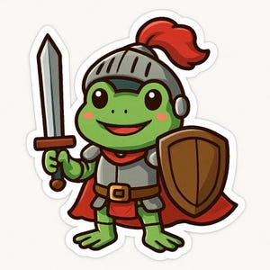 Frog as a Knight Sticker – Funny Car Sticker – Weatherproof, Heroic – Gift for Fantasy Fans, Children and Animal Lovers