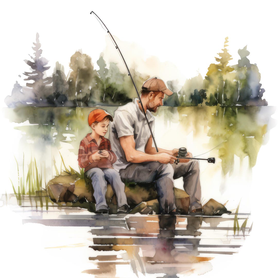 Son Sticker 4x Father and Son Fishing Sticker Set (4 Pieces): Angler Dad Gift Car ...