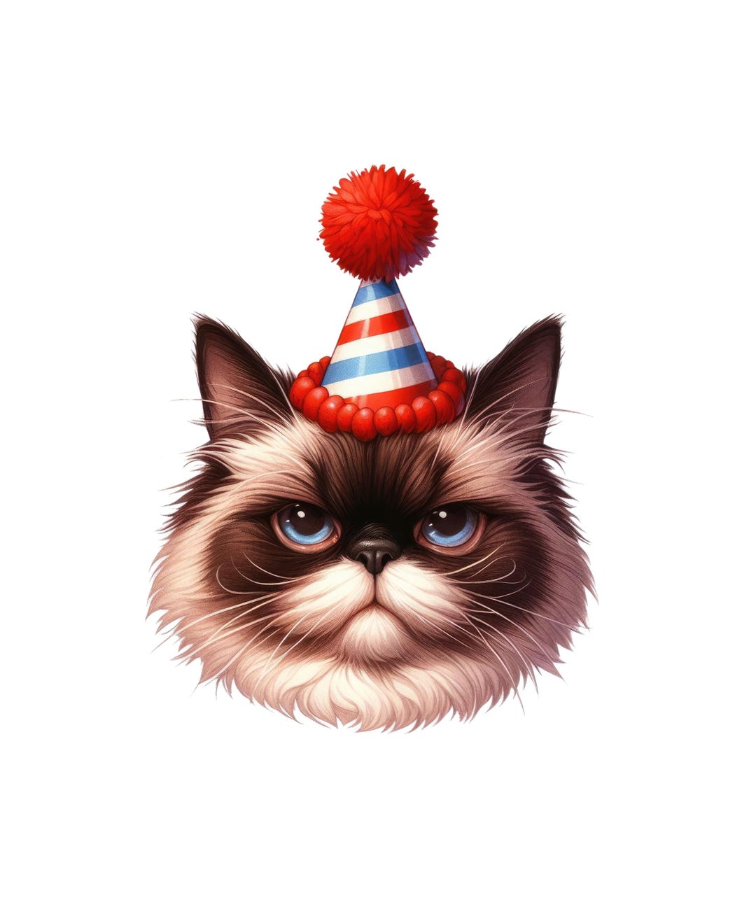 Party Cat Sticker 2X Birthday Cat Stickers – Cute Cartoon Cat Stickers – Funny Party ...