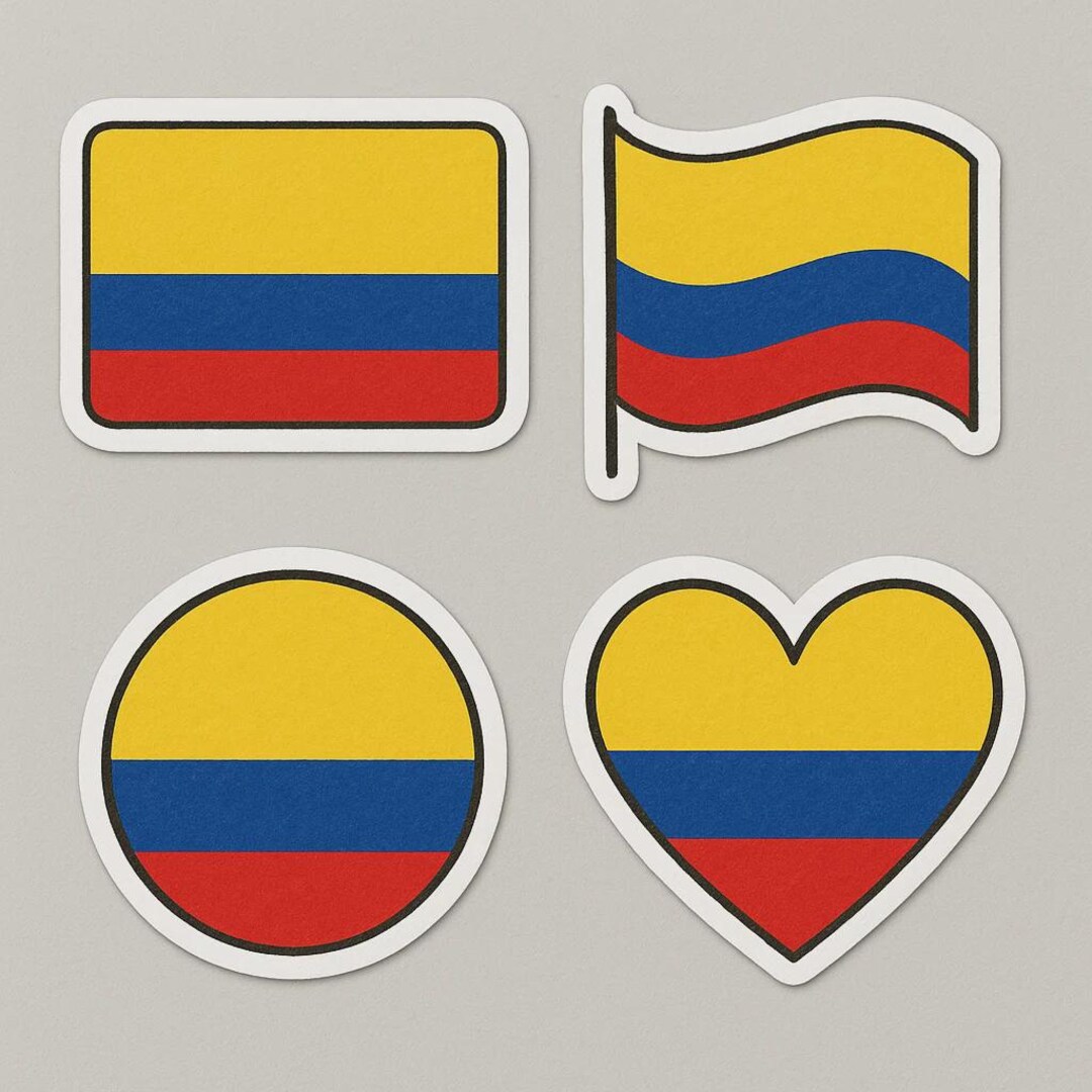 Colombia Flag 4 Sticker Set Sticker in National Colors for Car Laptop ...