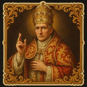 Adesivo di Papa Leone XIV in stile barocco | Santo decorato in oro con tiara e bastone crociato | Motivo artistico classico come adesivo religioso