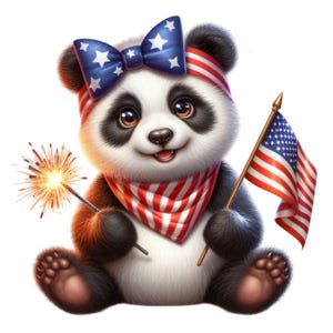 USA Panda Sticker 4 juli Muursticker Patriottisch Dier Cartoon 3D met Vlag & Sterretje voor Kinderkamer Auto Laptop Decoratie