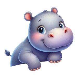 Cute hippo baby sticker | Funny hippo cartoon car sticker | Nursery wall decal | Animal decoration for safari fans & gift