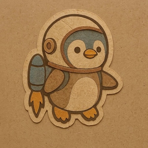 Pingüino astronauta con mochila propulsora – Pegatina divertida de dibujos animados – Resistente a la intemperie – Regalo para amantes del espacio, los animales y el humor
