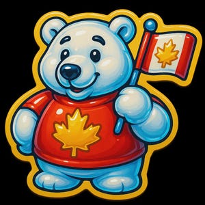 Eisbär mit Kanada-Flagge & Ahornblatt-Trikot Lustiger Autoaufkleber – wetterfest – Fan-Geschenk für Kanada WM 2026