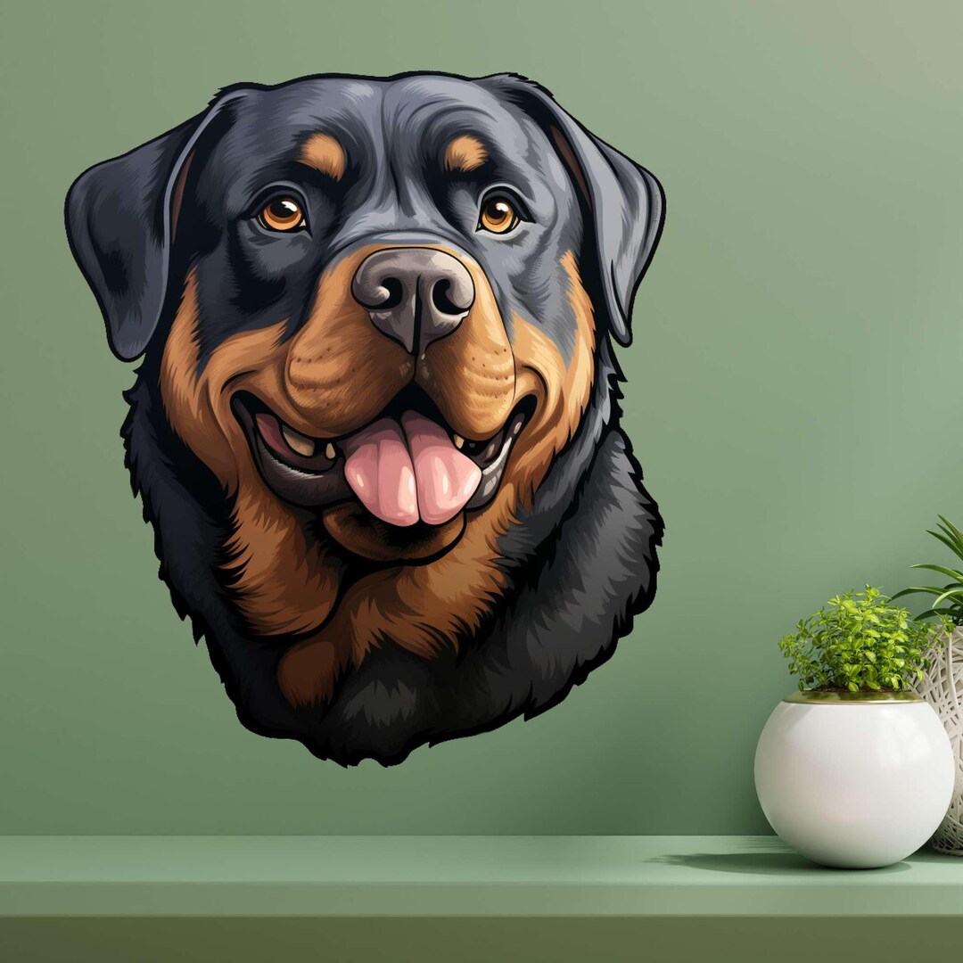 Rottweiler Sticker – Realistic Dog Head as Wall Decal and Car Sticker ...