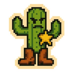 Cactus con stivali da cowboy e stella dello sceriffo – Adesivo divertente con cartoni animati – resistente alle intemperie – regalo per gli amanti del western e dell'umorismo vegetale