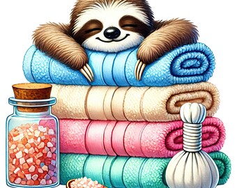 Sloth Spa-klistermärkesset, flerpack, 9 x 9 cm, bildekaler, välbefinnande, rolig, avslappning, vinyl, badrumsdekor