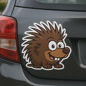 Funny Porcupine Cartoon Sticker Animal Decal for Laptop Car Motorhome Gift for Animal Lovers, Kids and Comic Fans