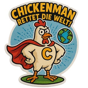 2X Chicken Superhero Sticker Car Sticker Funny Animal Motif Chickenman Saves the World for Car Laptop Kids Comic