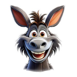 Adesivo engraçado de cara de burro – Cara engraçada de burro como adesivo de parede e adesivo de carro