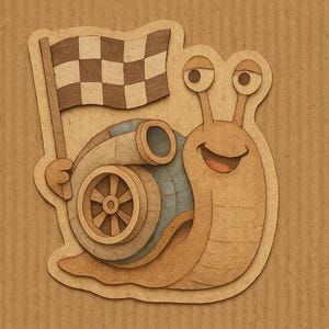 Snail with Turbocharger & Racing Flag – Funny Car Sticker – Weatherproof – Gift for Motorsport, Snail Humor Fans