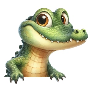 Cute crocodile cartoon sticker | Funny baby alligator car decal | Nursery wall decal | Animal decoration for safari and reptile fans