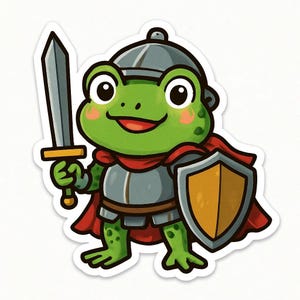 Frog as a Knight Sticker – Funny Car Sticker – Weatherproof, Heroic – Gift for Fantasy Fans, Children and Animal Lovers