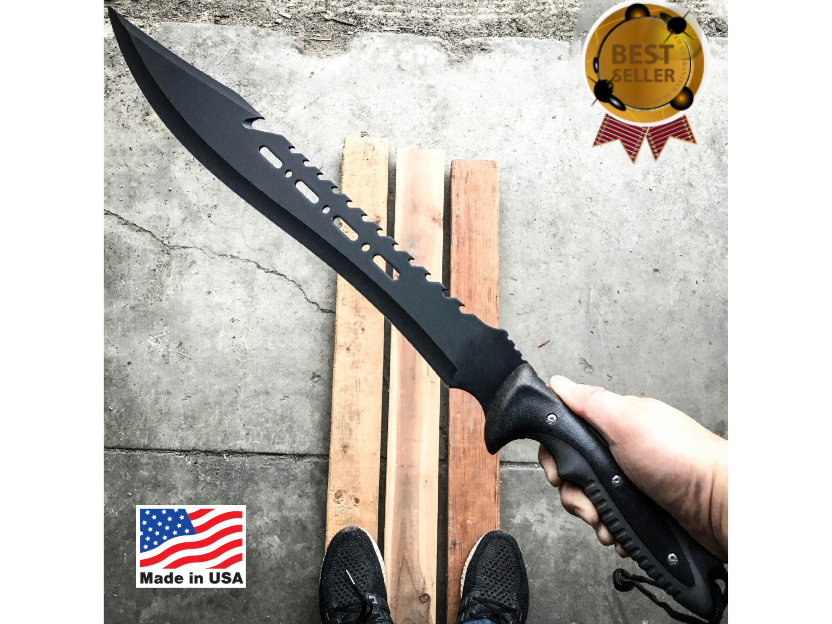 18 SURVIVAL HUNTING Tactical Full Tang FIXED BLADE MACHETE Knife Ninja  Sword