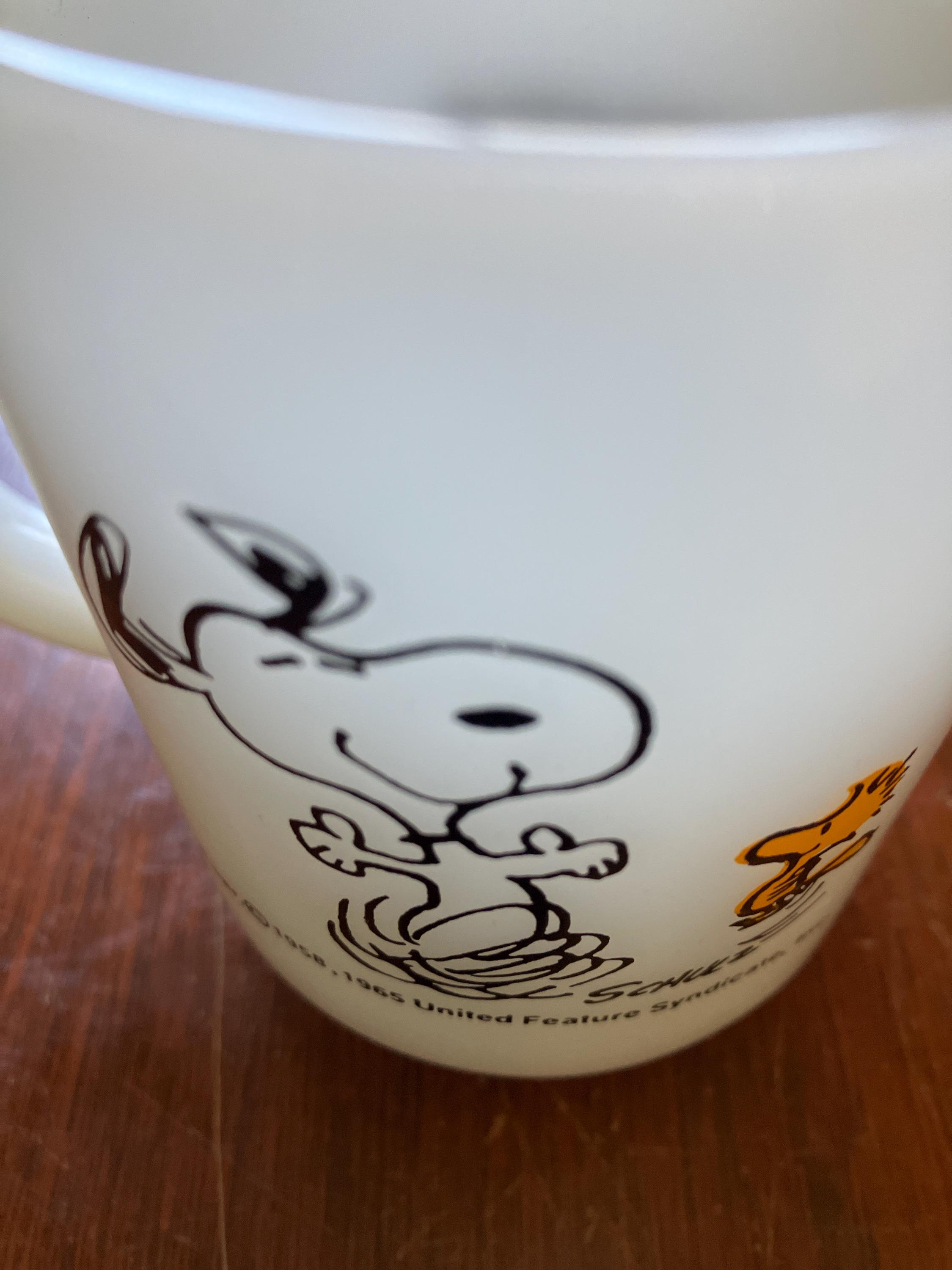 Vintage Snoopy Fire King Mug 1958, 1965 Schulz Peanuts Collectible