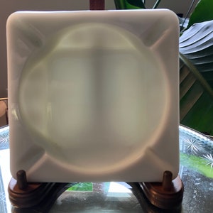 Vintage Milk Glass Ashtray Westmoreland Glass 1960s White with Grape & Vine Design 4-Slot Square Catch-All Trinket Dish