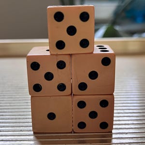Vintage Butterscotch Bakelite Dice Set: 1950s Solid Plastic Dice