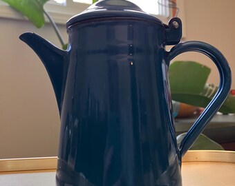 Vintage Hungarian Blue Enamel Coffee Pot Handle and Attached