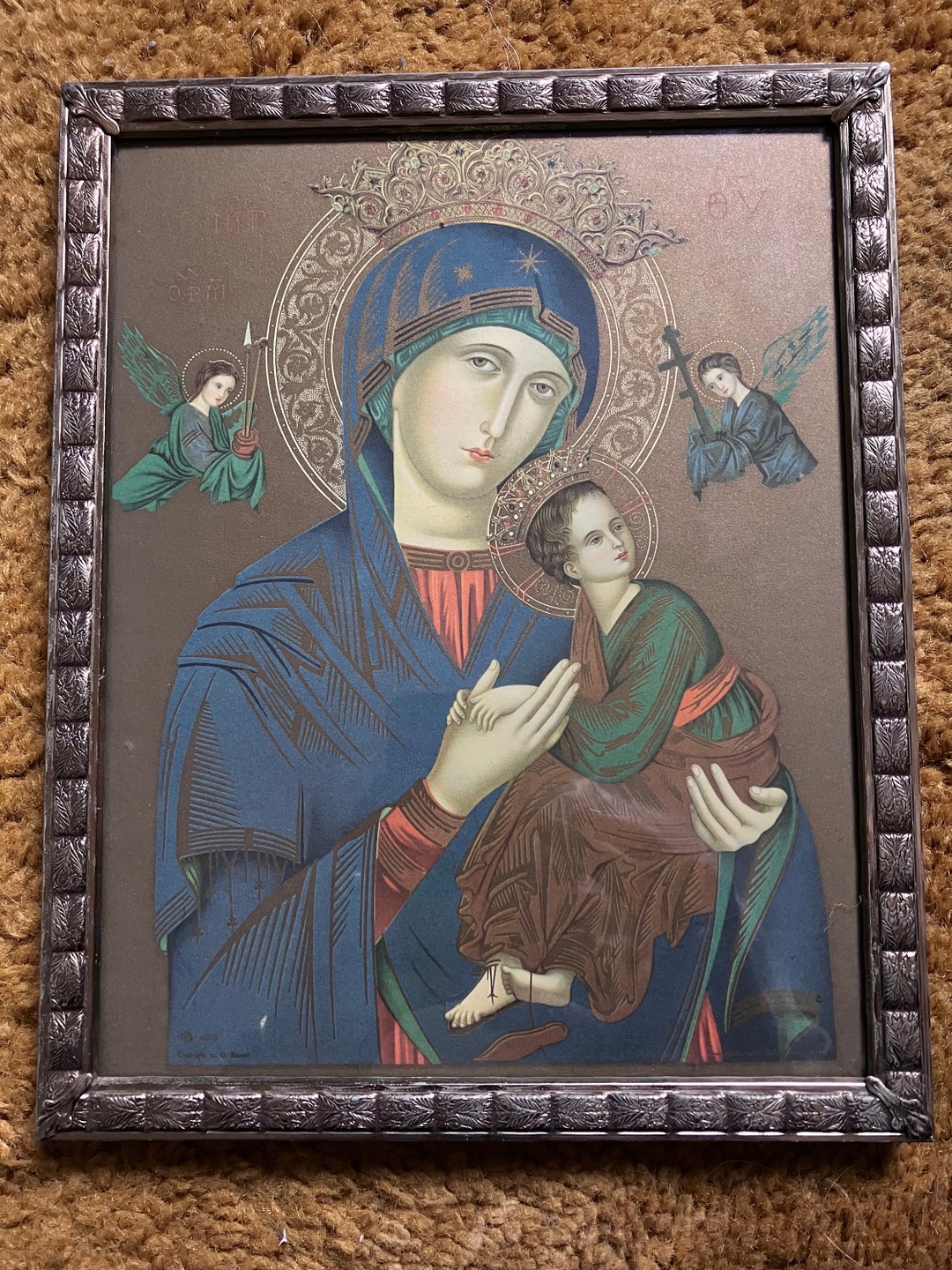 Divine Antique our Lady of Perpetual Help Mary and Jesus Religious Icon ...