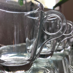 Vintage Art Deco Espresso Glasses with Handles, Set of 5