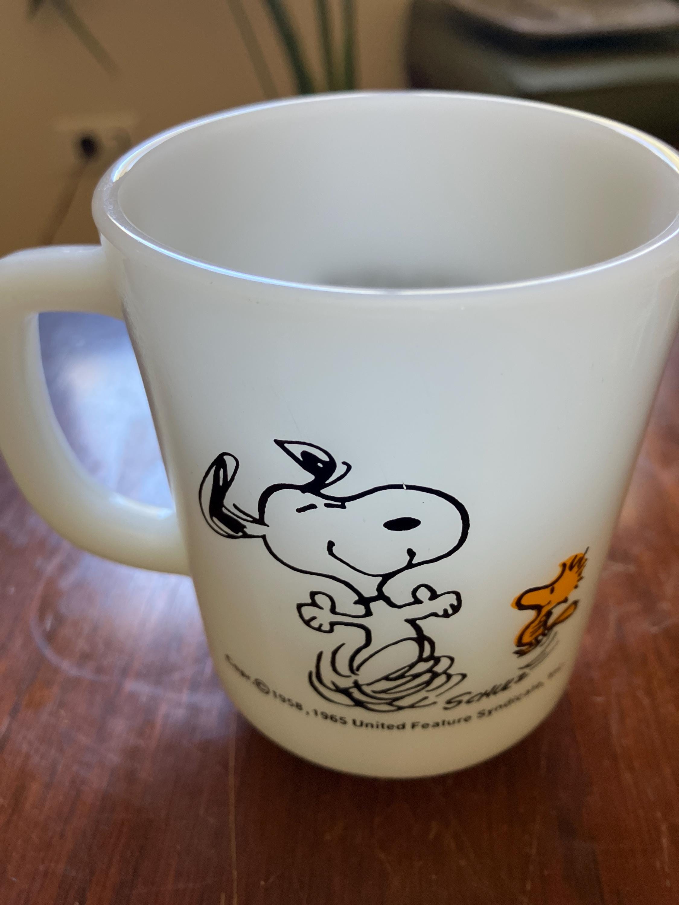 Vintage Snoopy Fire King Mug 1958, 1965 Schulz Peanuts Collectible