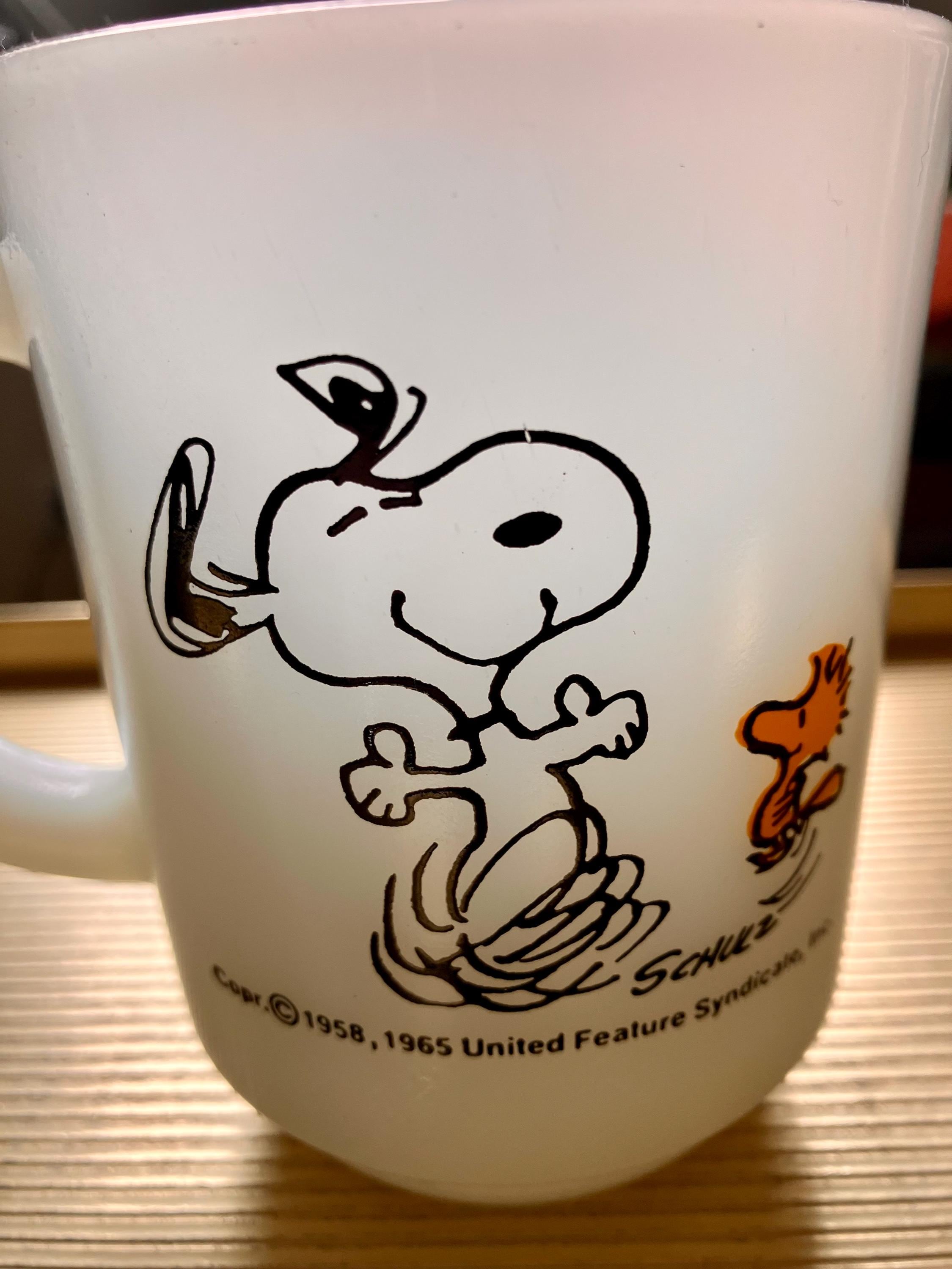 Vintage Snoopy Fire King Mug 1958, 1965 Schulz Peanuts Collectible