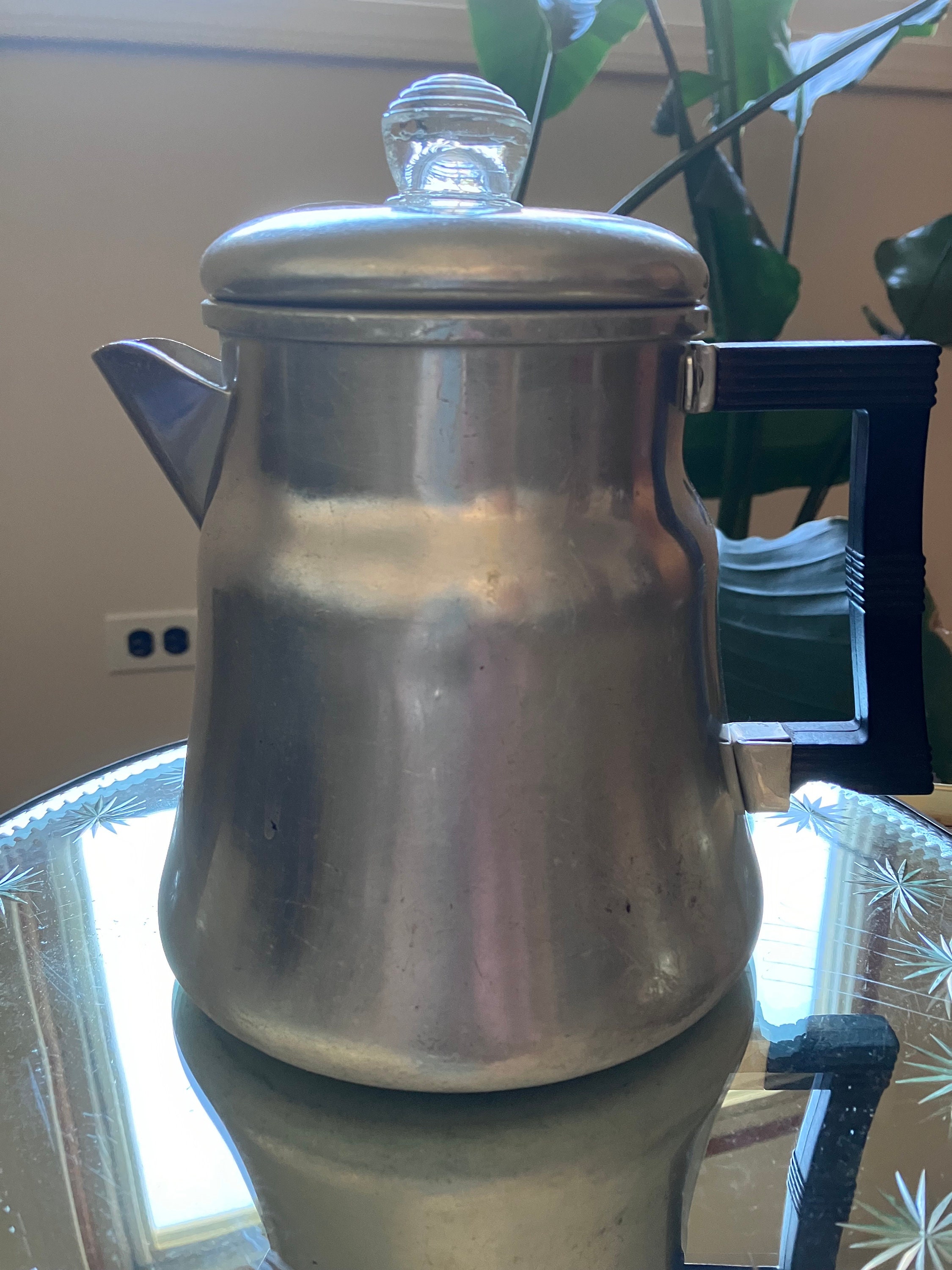 🫖🫖 Vintage Aluminum Metal Tea Kettle Coffee Pot Camping 7” Tall, Comes  Apart!