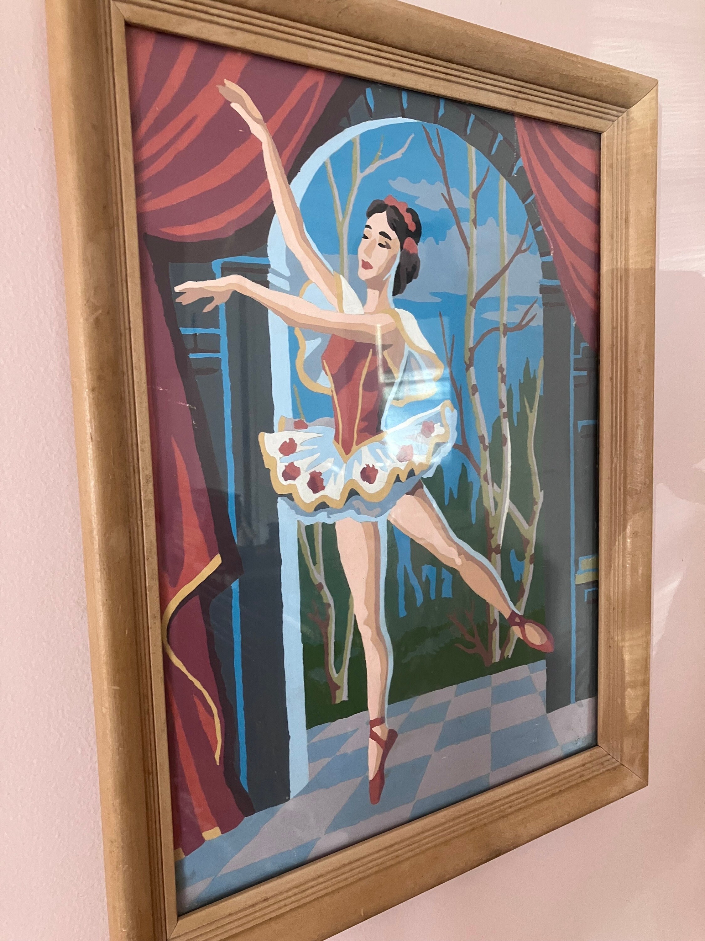 Vintage 1950s Paintbynumber Ballerina Paintings in Solid Etsy