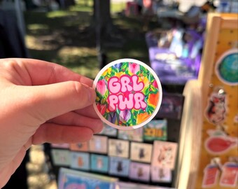 girl power sticker, feminism sticker, water bottle sticker, laptop sticker, waterproof sticker, girl sticker, woman sticker, flower sticker