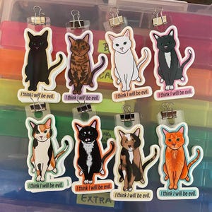 cat sticker, animal sticker, water bottle sticker, laptop sticker, waterproof sticker, cute sticker, pet sticker, funny sticker, evil cat