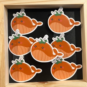 pumpkin whale sticker, Halloween pumpkin sticker, spooky season sticker, water bottle sticker, laptop sticker, waterproof sticker