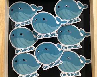 whale sticker, oh whale sticker, spring sticker, water bottle sticker, laptop sticker, waterproof sticker, kawaii sticker, funny sticker