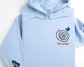 Sudadera con capucha bordada de Life is Strange: Remolino Rewind, Manga de Mariposa - Regalo para gamers