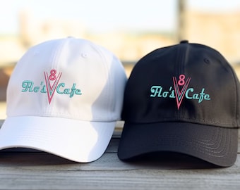 Flo's v8 Cafe Baseballmütze, klassische Dadmütze, Cars Mcqueen, Route 66, Retro Cap, Geschenk für sie, Retro Cap