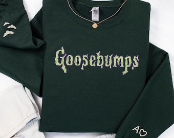 Glow-in-the-Dark Goosebumps Embroidered Sweatshirt: Halloween Horror Gift