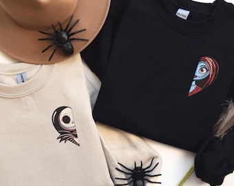Jack and Sally Embroidered Sweatshirt: Matching Couple Gift