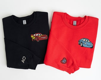 Mcqueen and Sally embroidered matching crewnecks, cute cars matching sweatshirts, gift for him, gift for her, couple crewnecks gildan, gifts