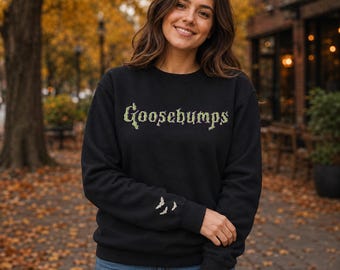 Glow-in-the-Dark Goosebumps Embroidered Sweatshirt: Halloween Horror Gift