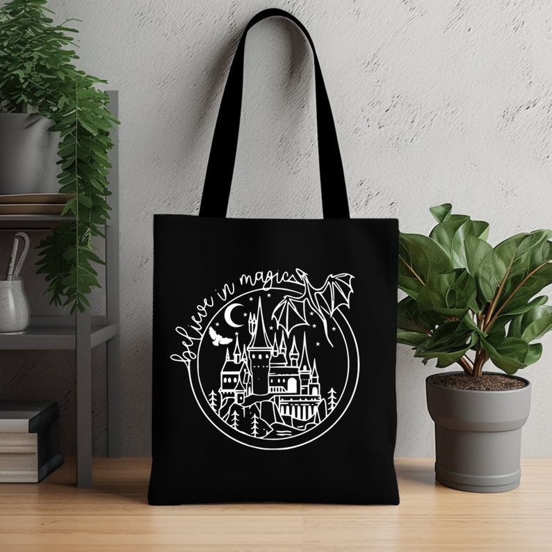Harry Potter Tote Bag, Hogwarts Tote Bag, Wizard Tote Bag, Bookworm